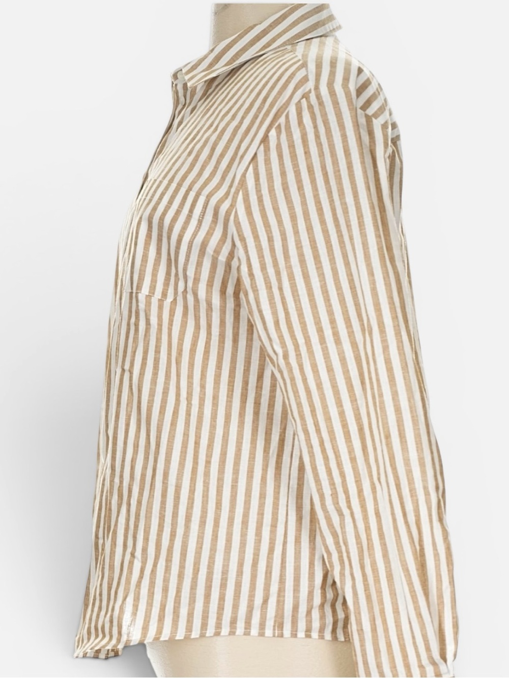 Sézane Tomboy Shirt in Ecru Camel Stripes FR 42 / US 10 / XL - Picture 10 of 16